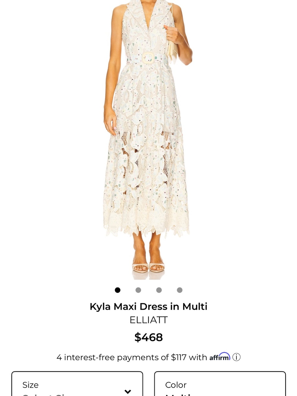 Elliatt Kyla Lace Maxi Dress in Multi Ivory